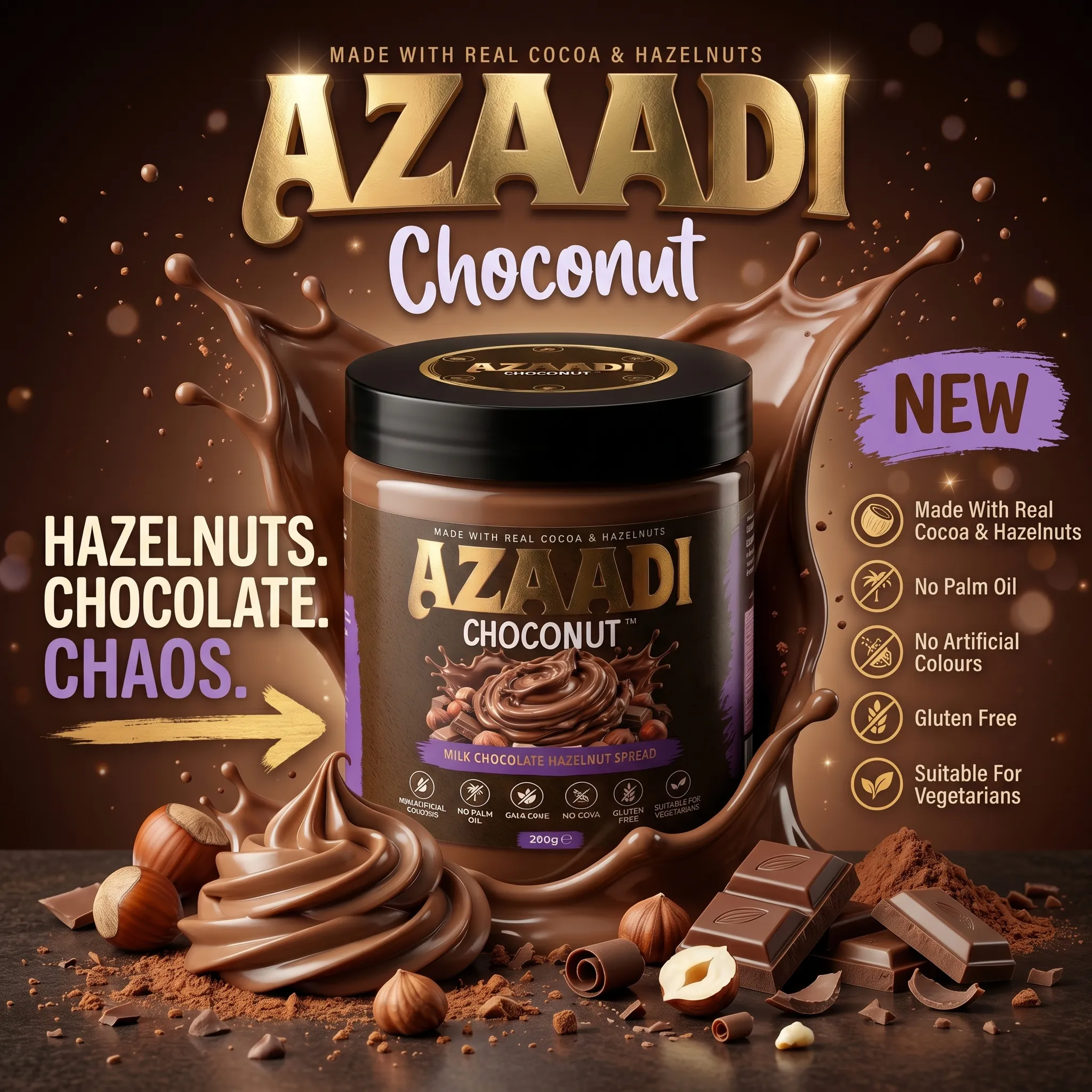 Choconut advert, hazelnuts, chocolate, chaos